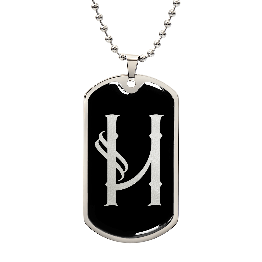 Initial H v001-22 - Luxury Dog Tag Necklace