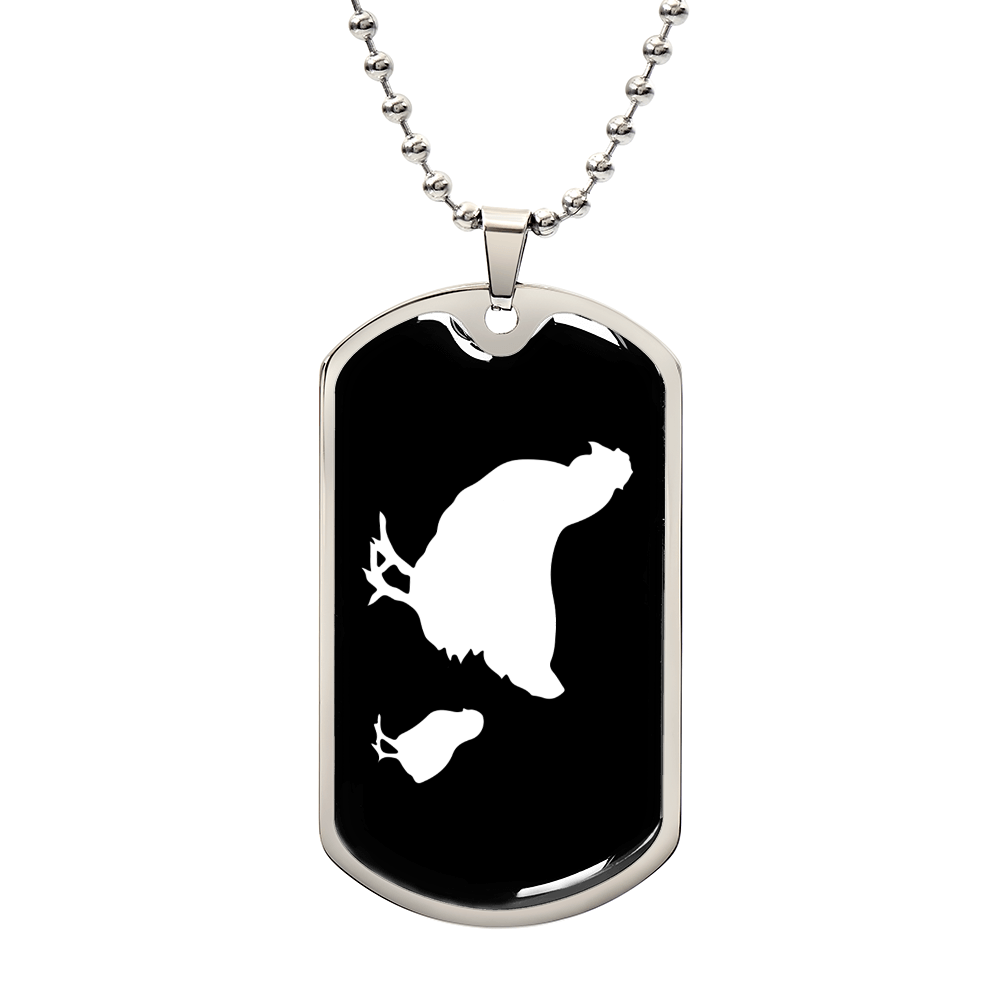 Mama Chicken With 1 Chick v3 - Luxury Dog Tag Necklace