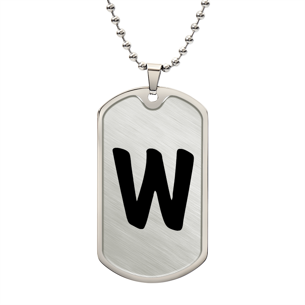 Initial W v1b - Luxury Dog Tag Necklace
