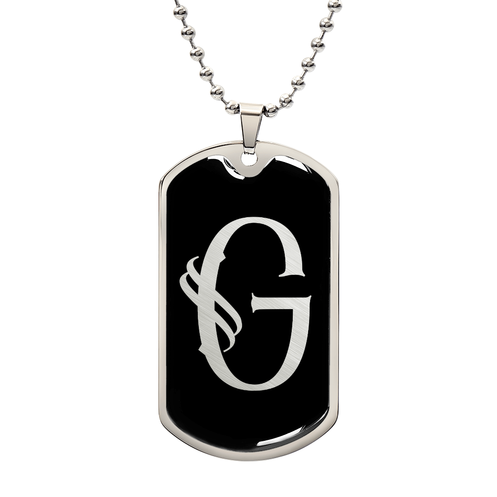Initial G v001-22 - Luxury Dog Tag Necklace