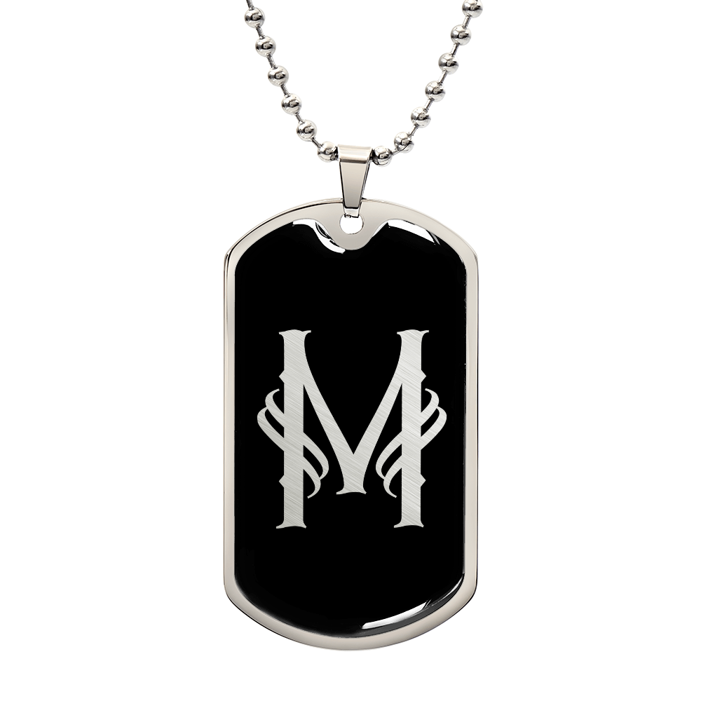 Initial M v001-22 - Luxury Dog Tag Necklace