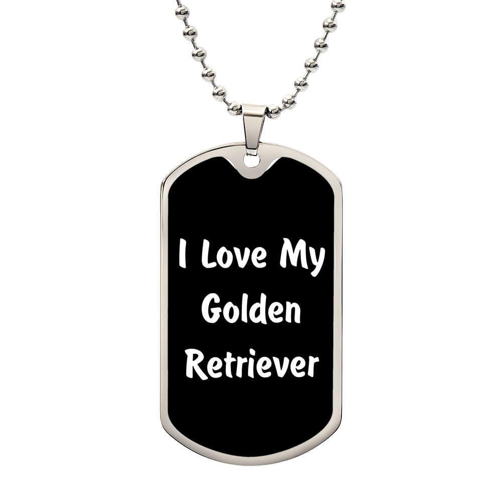 Love My Golden Retriever v6 - Luxury Dog Tag Necklace