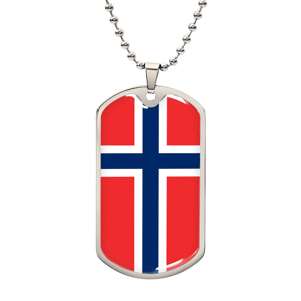 Norwegian Flag - Luxury Dog Tag Necklace