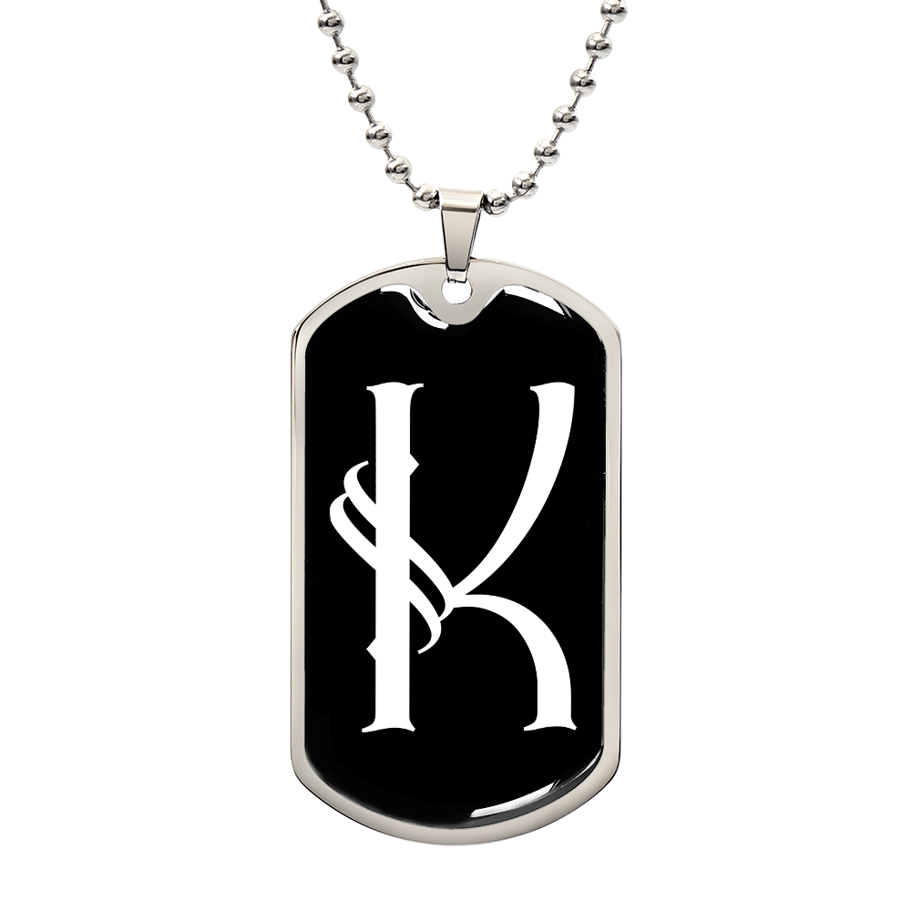 Initial K v001-23 - Luxury Dog Tag Necklace