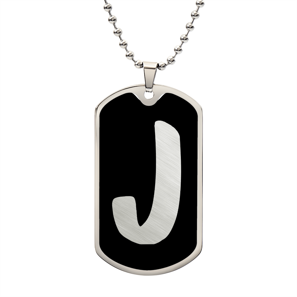 Initial J v2b - Luxury Dog Tag Necklace