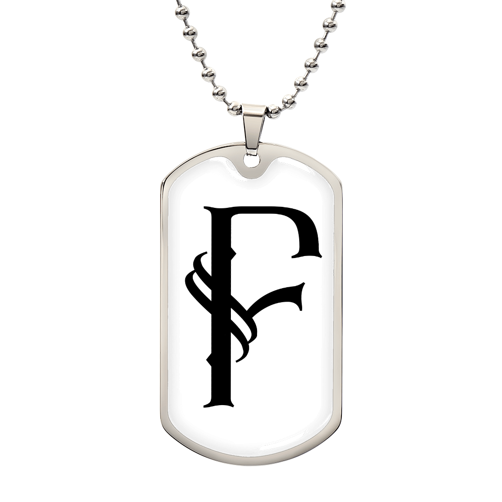 Initial F v001-24 - Luxury Dog Tag Necklace