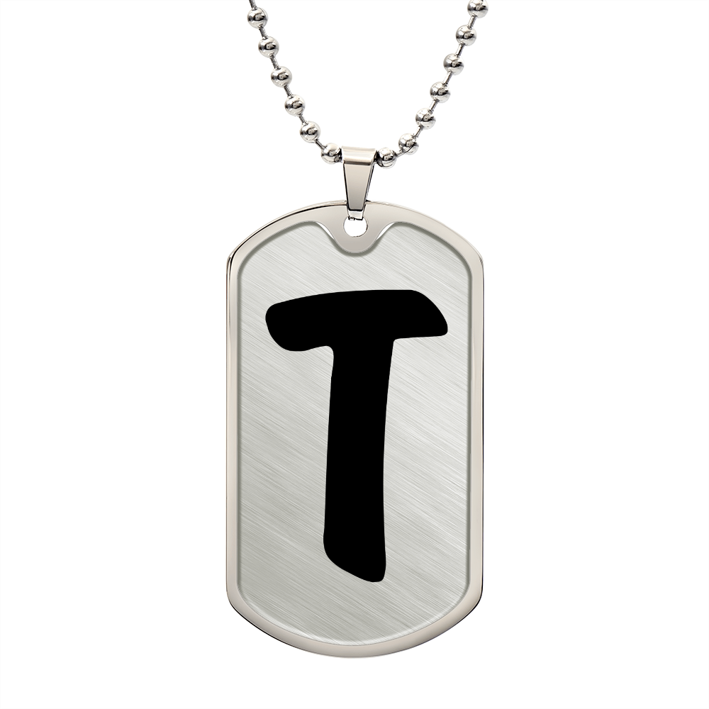 Initial T v1b - Luxury Dog Tag Necklace