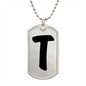 Initial T v1b - Luxury Dog Tag Necklace