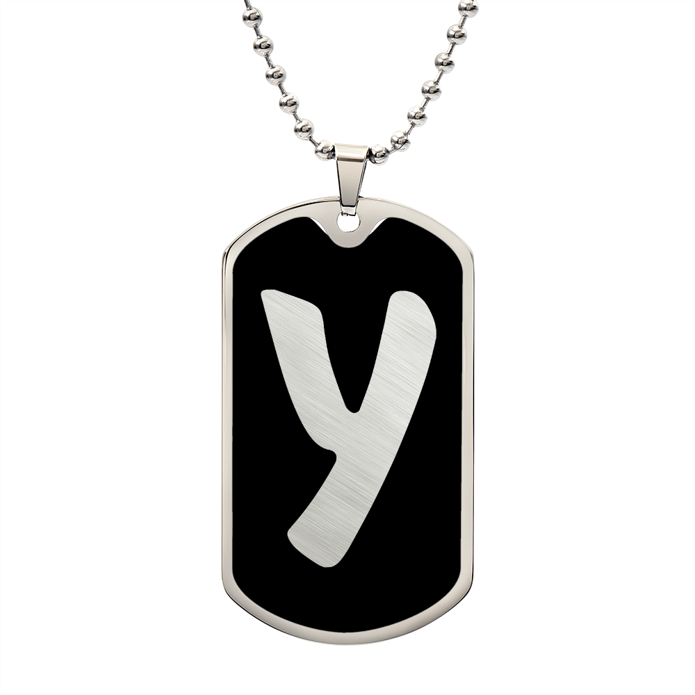 Initial Y v2b - Luxury Dog Tag Necklace
