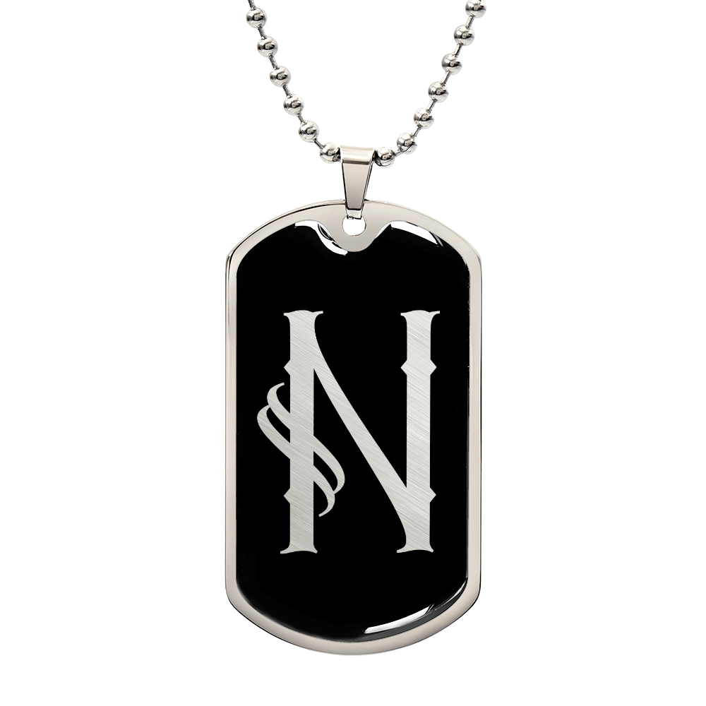 Initial N v001-22 - Luxury Dog Tag Necklace