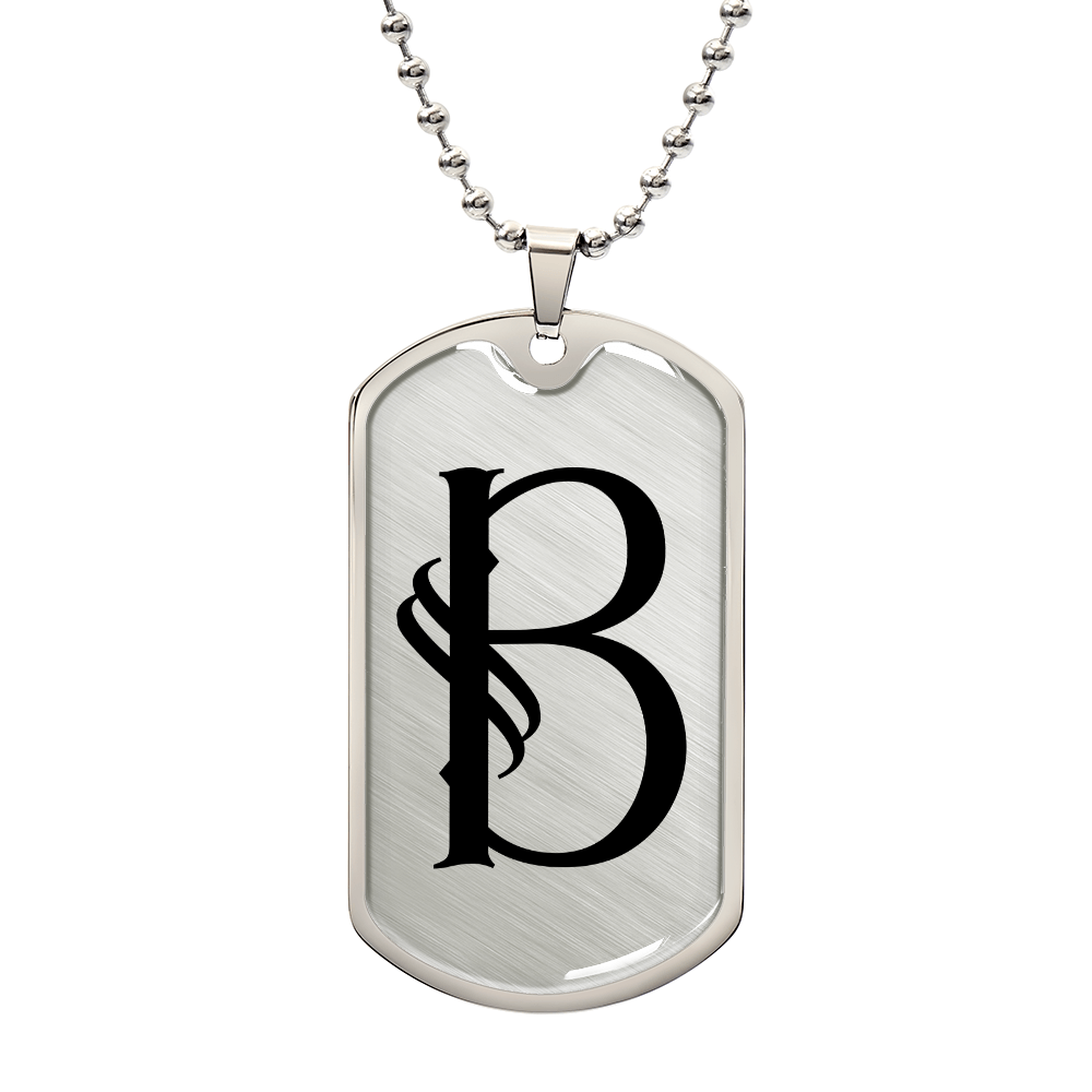 Initial B v001-21 - Luxury Dog Tag Necklace