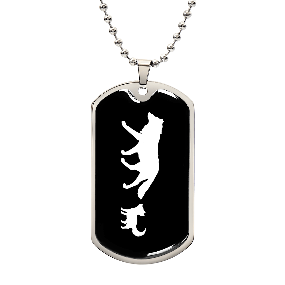 Mama Wolf With 1 Pup v3 - Luxury Dog Tag Necklace