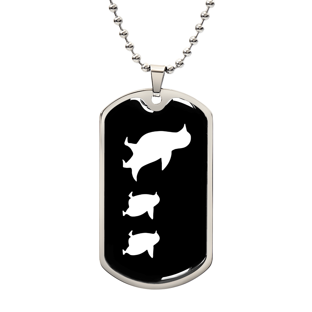 Mama Penguin With 2 Chicks v3 - Luxury Dog Tag Necklace