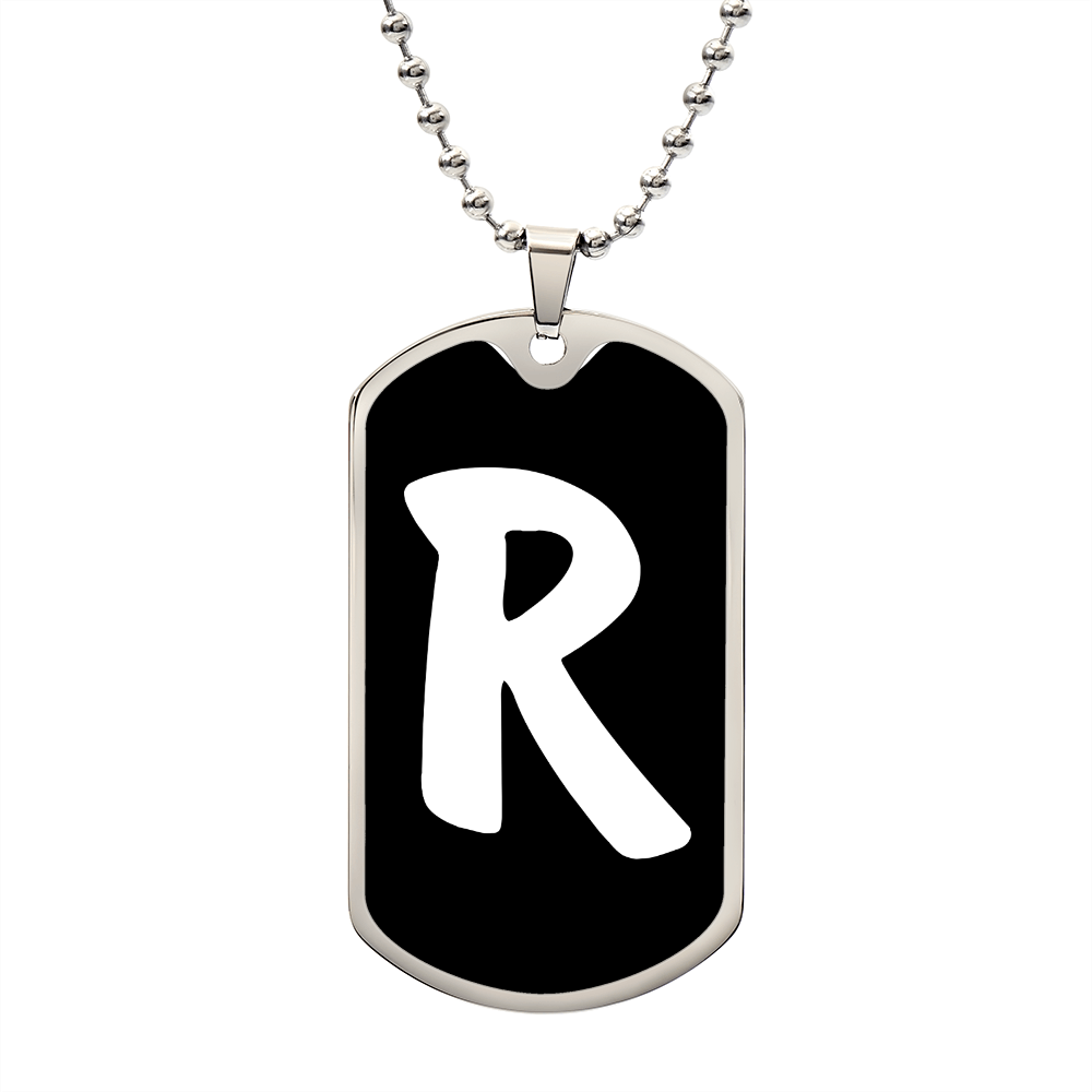 Initial R v3b - Luxury Dog Tag Necklace