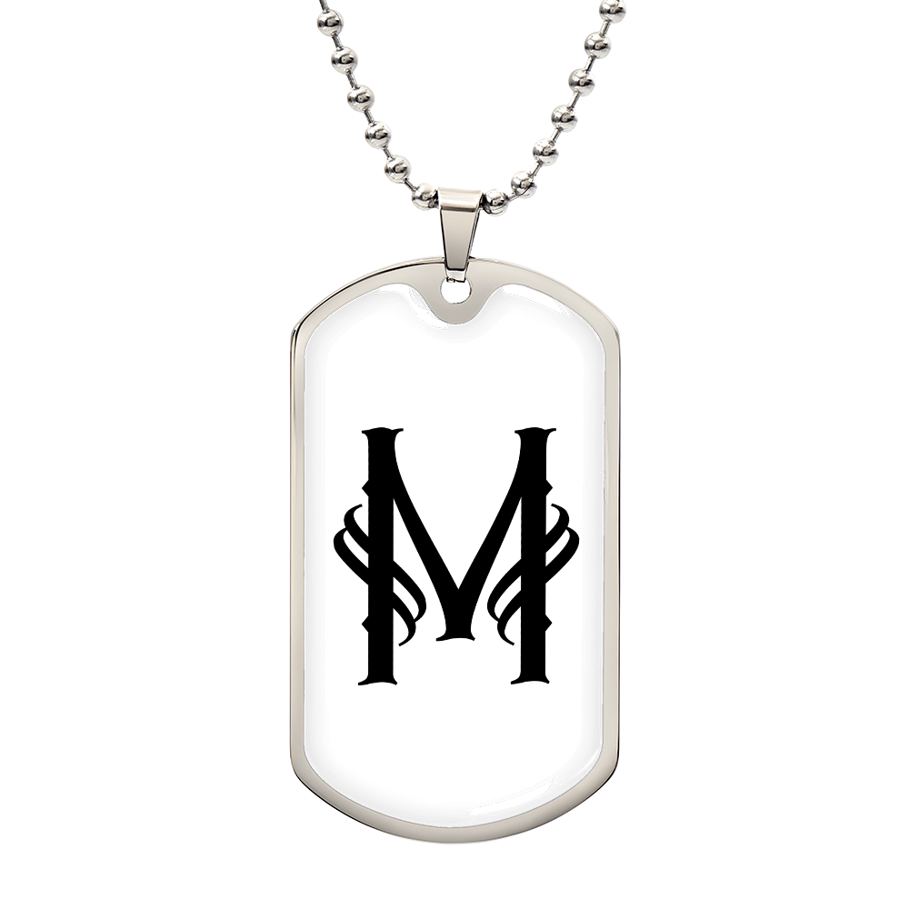 Initial M v001-24 - Luxury Dog Tag Necklace