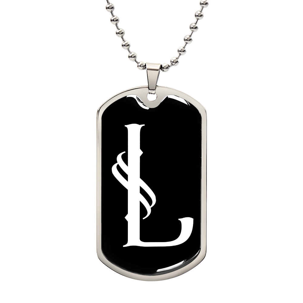 Initial L v001-23 - Luxury Dog Tag Necklace