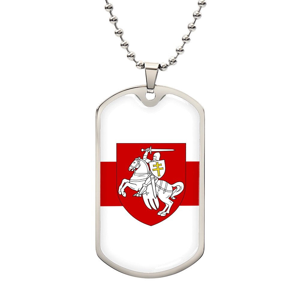 Pahonia And White-Red-White Flag (Belarus) - Luxury Dog Tag Necklace