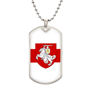 Pahonia And White-Red-White Flag (Belarus) - Luxury Dog Tag Necklace