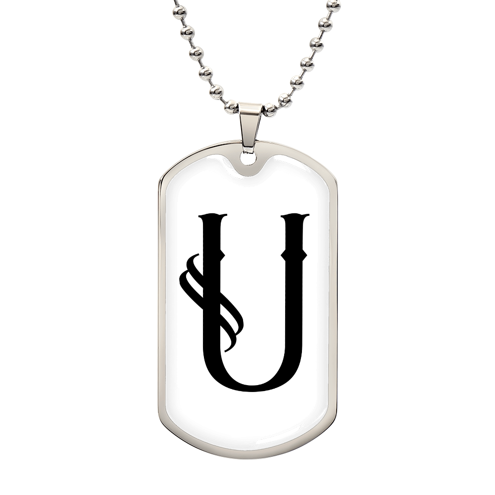 Initial U v001-24 - Luxury Dog Tag Necklace