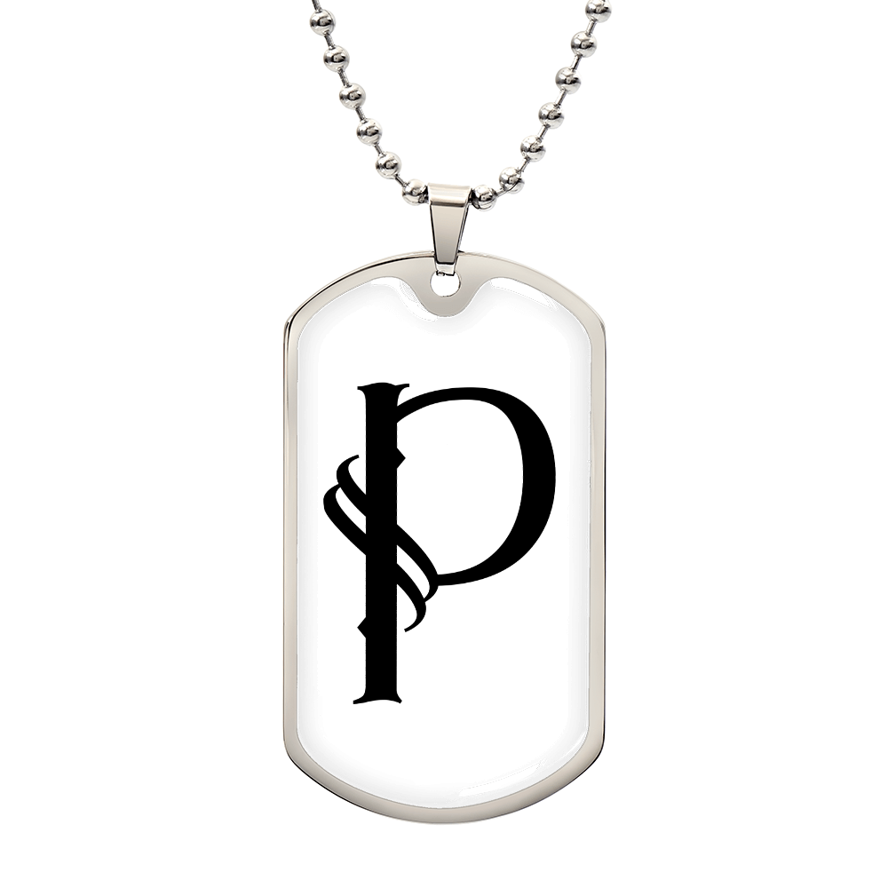 Initial P v001-24 - Luxury Dog Tag Necklace