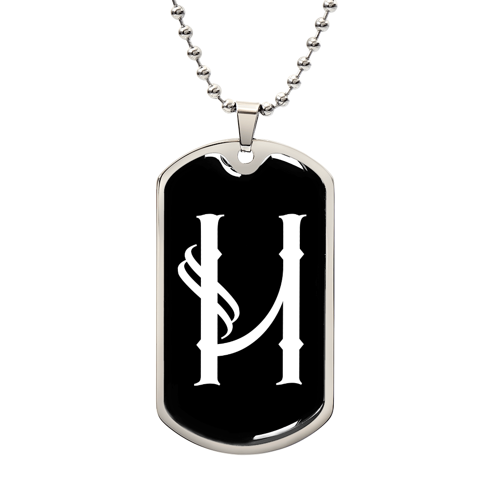 Initial H v001-23 - Luxury Dog Tag Necklace