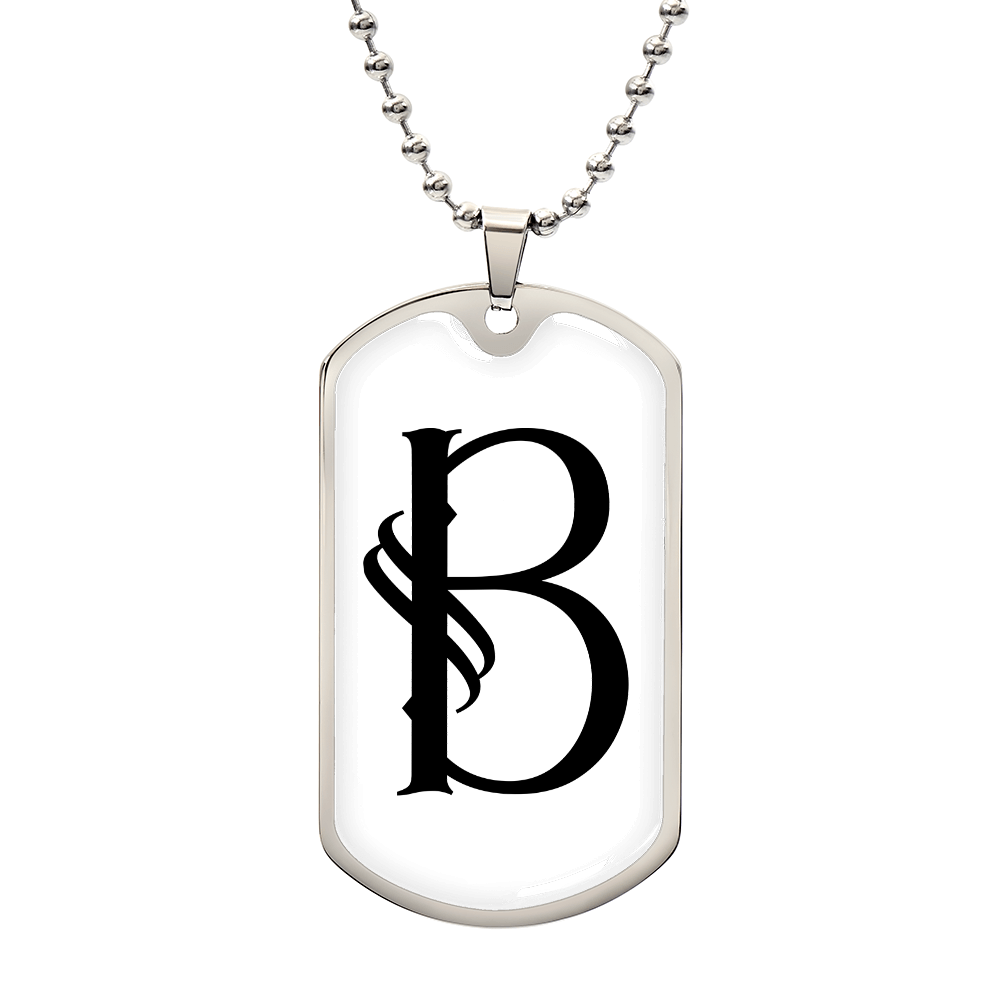 Initial B v001-24 - Luxury Dog Tag Necklace