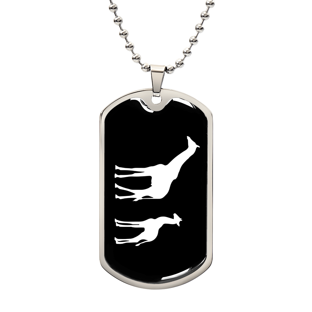 Mama Giraffe With 1 Calf v3 - Luxury Dog Tag Necklace