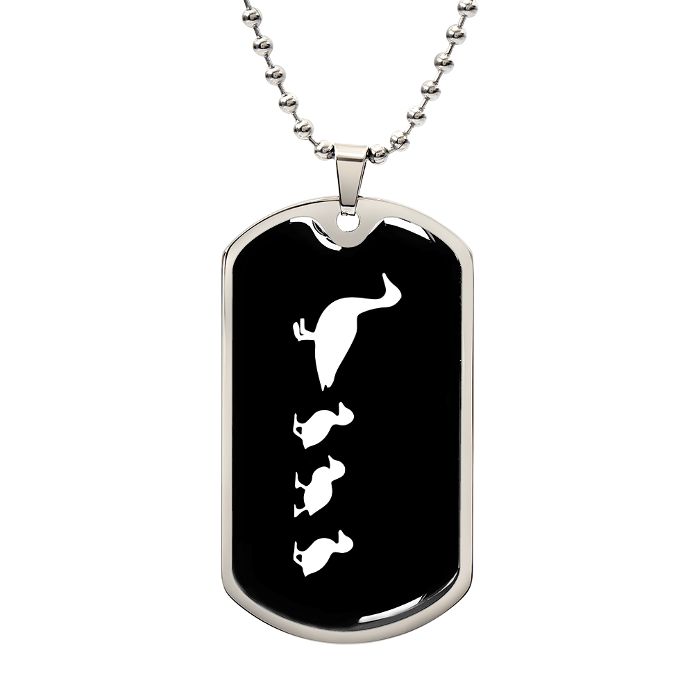 Mama Duck With 3 Ducklings v3 - Luxury Dog Tag Necklace