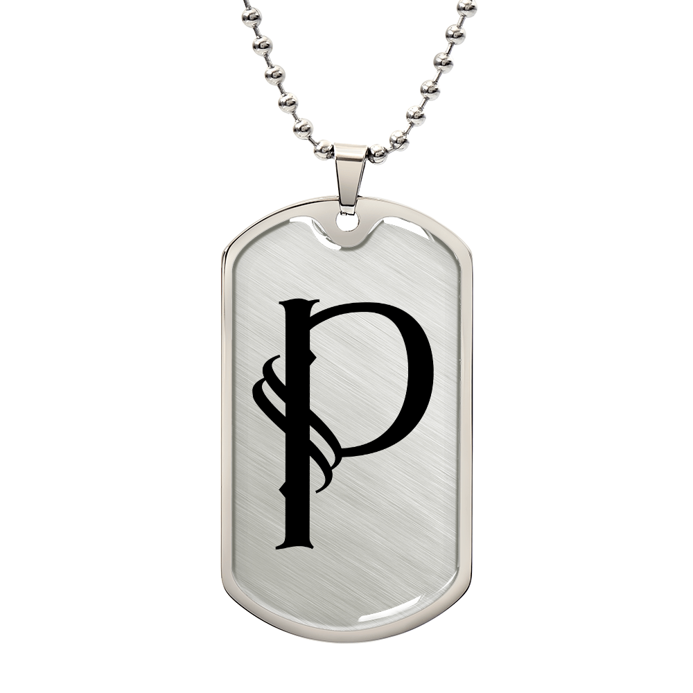 Initial P v001-21 - Luxury Dog Tag Necklace