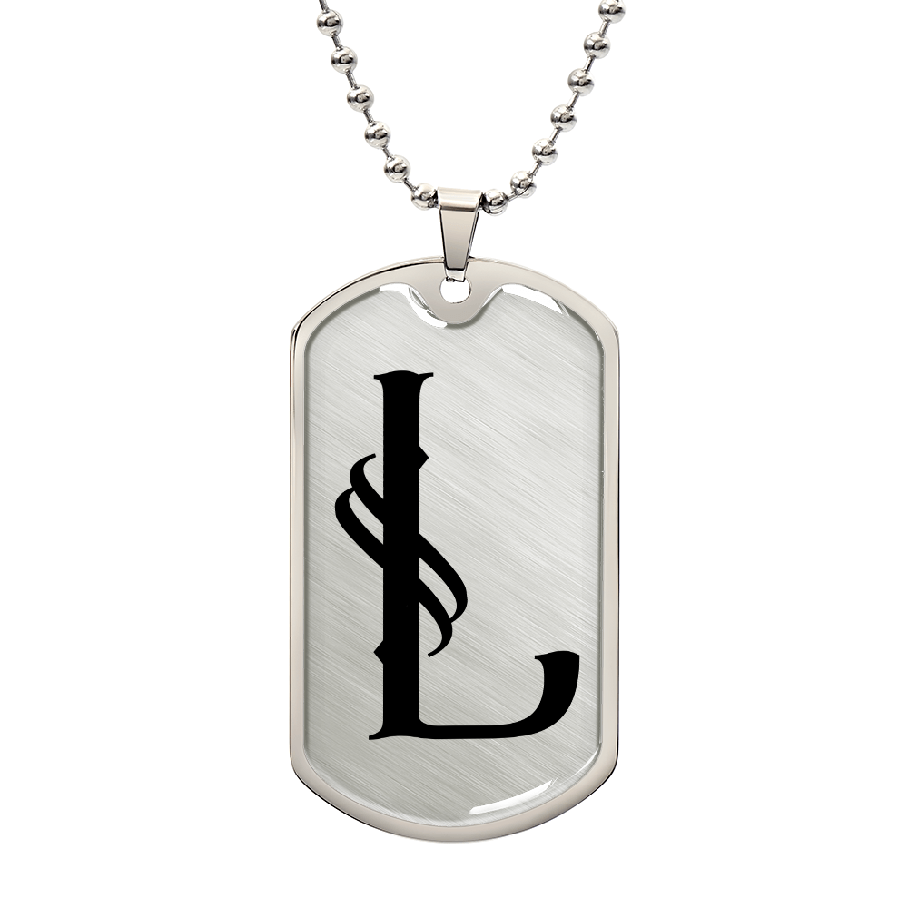 Initial L v001-21 - Luxury Dog Tag Necklace