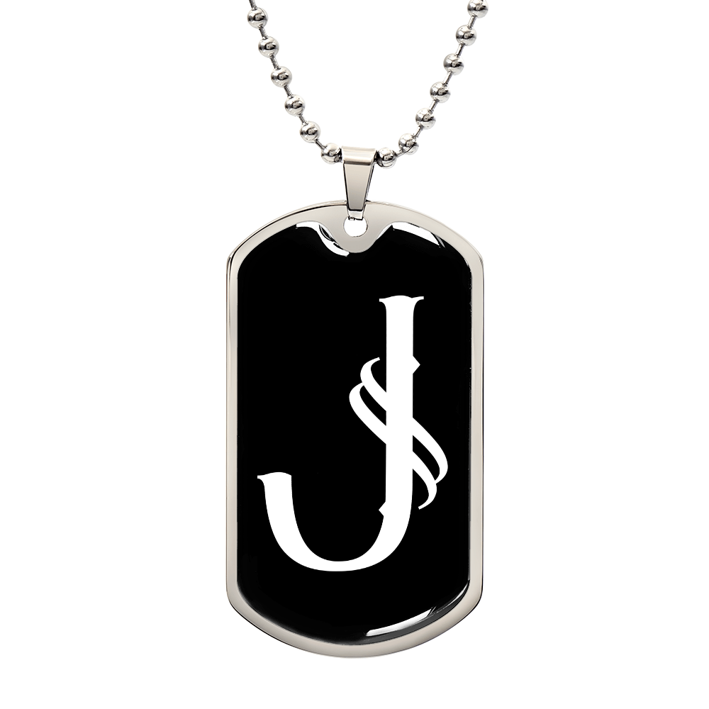 Initial J v001-23 - Luxury Dog Tag Necklace