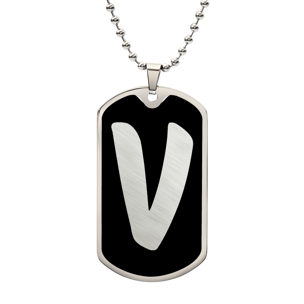 Initial V v2b - Luxury Dog Tag Necklace