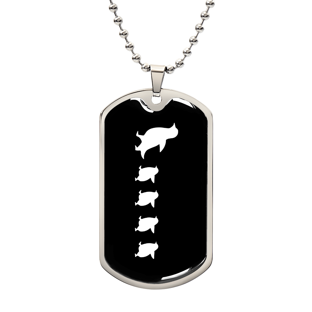 Mama Penguin With 4 Chicks v3 - Luxury Dog Tag Necklace