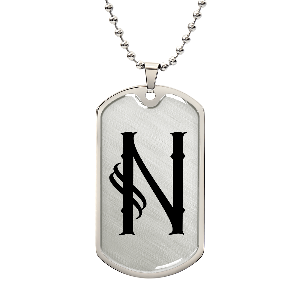 Initial N v001-21 - Luxury Dog Tag Necklace