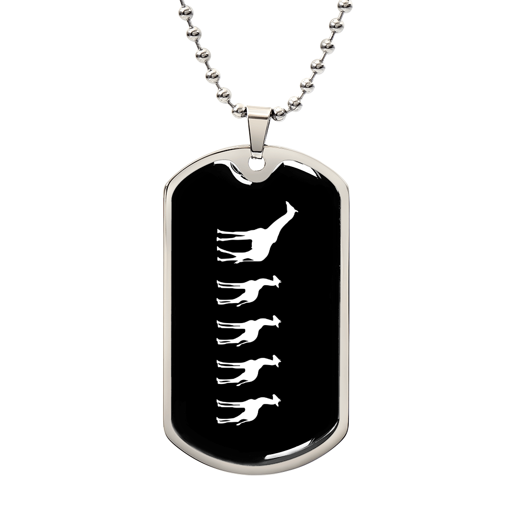 Mama Giraffe With 4 Calves v3 - Luxury Dog Tag Necklace