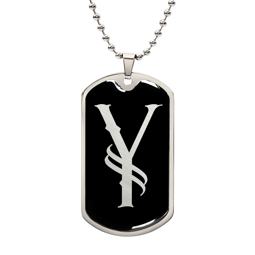 Initial Y v001-22 - Luxury Dog Tag Necklace