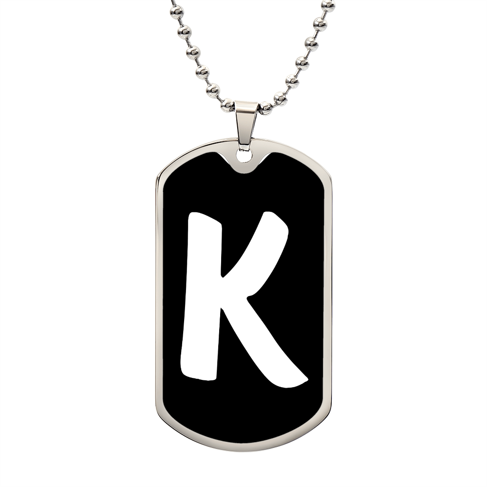 Initial K v3b - Luxury Dog Tag Necklace