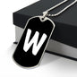 Initial W v3b - Luxury Dog Tag Necklace