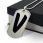 Initial V v1b - Luxury Dog Tag Necklace