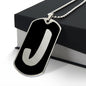 Initial J v2b - Luxury Dog Tag Necklace