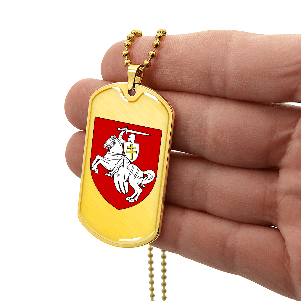 Pahonia (Belarus) - 18k Gold Finished Luxury Dog Tag Necklace
