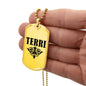 Terri v01a - 18k Gold Finished Luxury Dog Tag Necklace