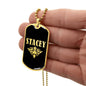 Stacey v02a - 18k Gold Finished Luxury Dog Tag Necklace