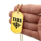 Tara v01a - 18k Gold Finished Luxury Dog Tag Necklace