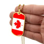 Canadian Flag - 18k Gold Finished Luxury Dog Tag Necklace