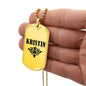 Kristin v01a - 18k Gold Finished Luxury Dog Tag Necklace