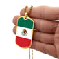 Mexican Flag - 18k Gold Finished Luxury Dog Tag Necklace