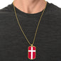 Danish Flag - 18k Gold Finished Luxury Dog Tag Necklace