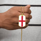 English Flag - 18k Gold Finished Luxury Dog Tag Necklace