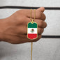 Mexican Flag - 18k Gold Finished Luxury Dog Tag Necklace